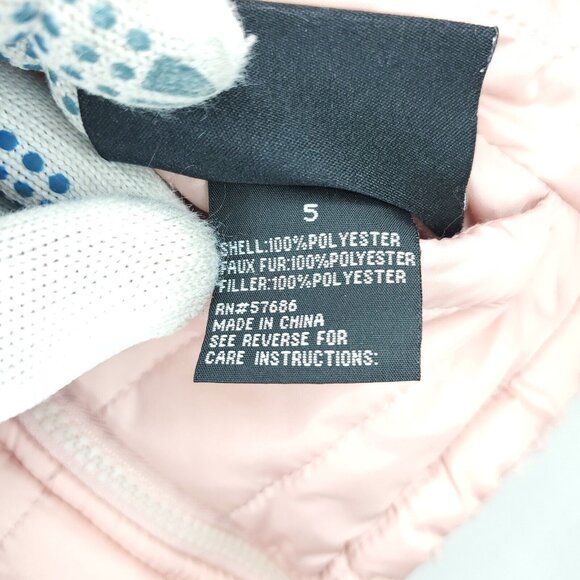 Miss Selfie Reversible Puffer Jacket Girls 5 Pink Plush Fleece Quilted Full Zip - Picture 4 of 9